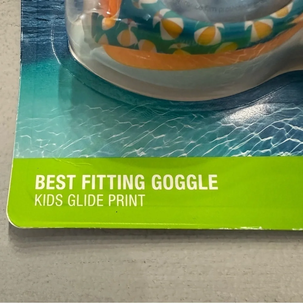 Speedo Kids Blue & Orange Glide Print Best Fitting Anti-Fog Goggle Kids 3-6 NWT